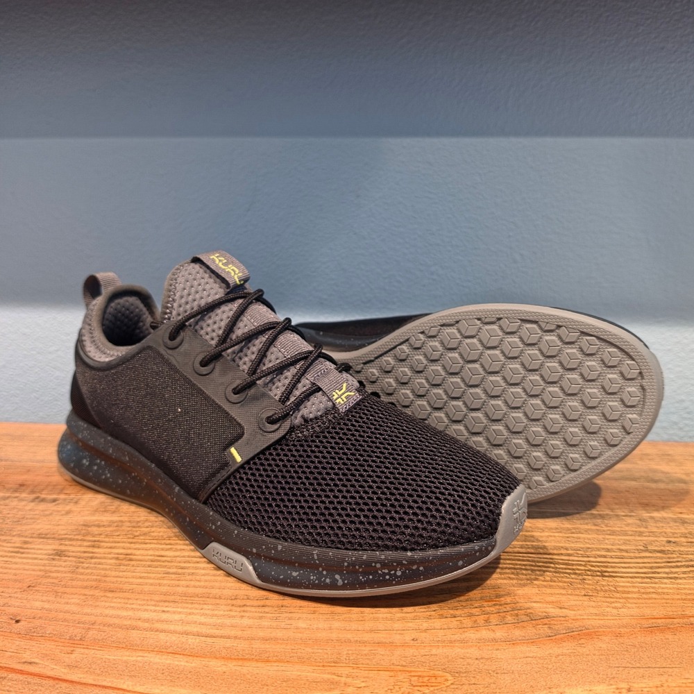 Kuru Mens Atom Running Shoes Black Grey Speckled Orthopedic Sneakers 9.5
